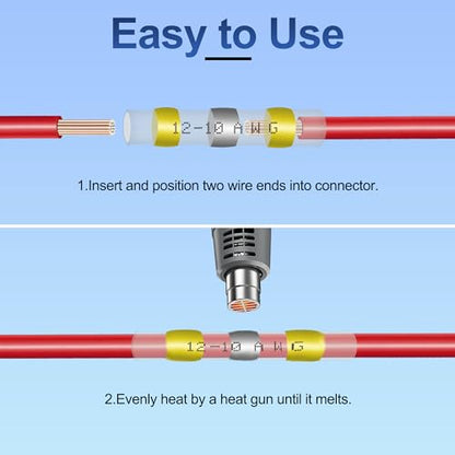 ZIPCCI 180Pcs Solder Seal Wire Connectors - Heat Shrink Butt Connectors Kit, Waterproof Marine Wiring Splice Terminal Gauge, Electrical Crimp, Trailer Wire - Heat Shrink Wire Connectors