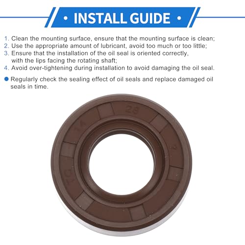 Universal Oil Seal TC Double Lip W Steel Spring Seal Ring Rotary Shaft Seal 14x28x7mm High Pressure FKM Rubber Brown 2 Pcs - size: 14x28x7mm