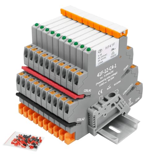 (10pcs) 5V Relays,din Rail,5V Coil dc/ac,Slim,HF41F/5-ZS 5 Pin 1NO 1NC 6A - size: 41F-5V