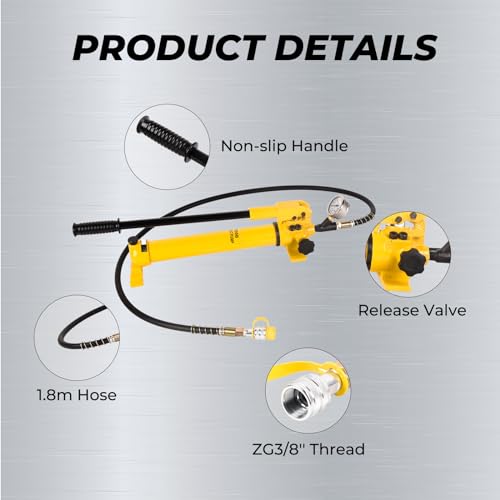 900cc Hydraulic Hand Pump 10000Psi Single Acting Manual Hydraulic Lifting Pump CP-700B Hydraulic Lifting Pump with Pressure Guage - color: CP-700B, Steel Hand Pump