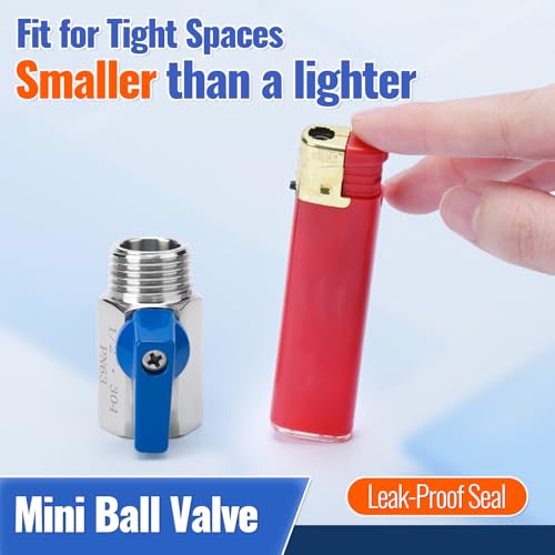 2 Pack 1/2" Mini Ball Valve, 304 Stainless Steel Water Flow Control Male x Female NPT Threaded Shut-Off Drain Valves with Quarter Turn Operation - size: 1/2 Inch