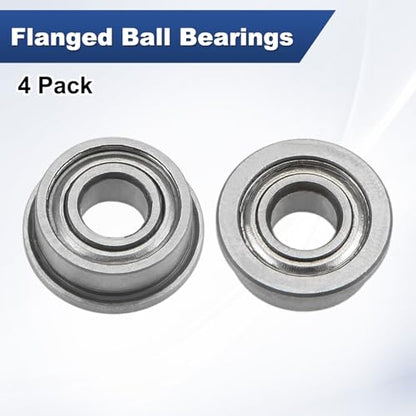 M METERXITY 4-Pack F683ZZ Flanged Ball Bearing, 3 x 7 x 3mm Double Metal Shielded Chrome Steel (GCr15) Flange Rip Bearings for Wheelbarrow/Printer/Fax Machines/Power Tools - size: 3mm x 7mm x 3.5mm