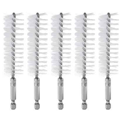 HARFINGTON 5Pcs Nylon Bore Brush 25mm Dia Cleaning Twisted Wire Brush Tube Pipe Cleaner with Handle 1/4 Inch Hex Shank for Tubes, Ports, Bearings - size: 25mm