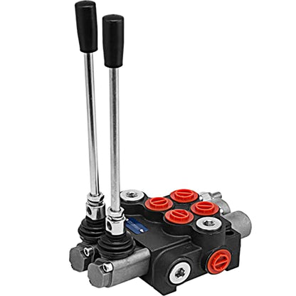 Vevor 2 Spool Hydraulic Directional Control Valve Double Acting Control Valve 11 GPM 3600 PSI SAE Port for Tractors Loaders Tanks Black