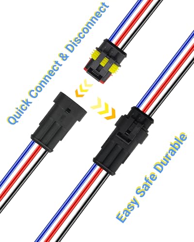14AWG 3 Pin Waterproof Electrical Connector Quick Connect 3 Pack - size: 3 Pin