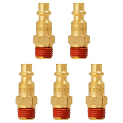 SUNGATOR Brass 1/4 Inch Male Air Plug, 5-Pack NPT Industrial Hose Fittings - size: 1/4'' Male, style: 5 Pack