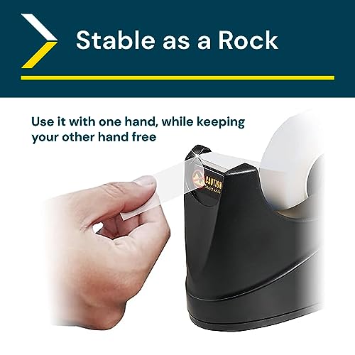 Excell EX-116BK Desk Tape Dispenser, 3/4" Wide, 1" Core, Non-Skid Base