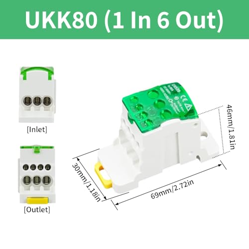 BORDSTRACT 690V 80A Green DIN Rail Distribution Box - color: Green, size: 80A
