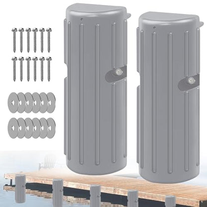 Dock Bumpers Dock Edge, Dock Bumpers Fenders for Edge & Side - Marine Fender Guard - Vertical Dock Protection with Stainless Steel Hardware - 2 Pack - Gray - style: 2PACK-GRAY