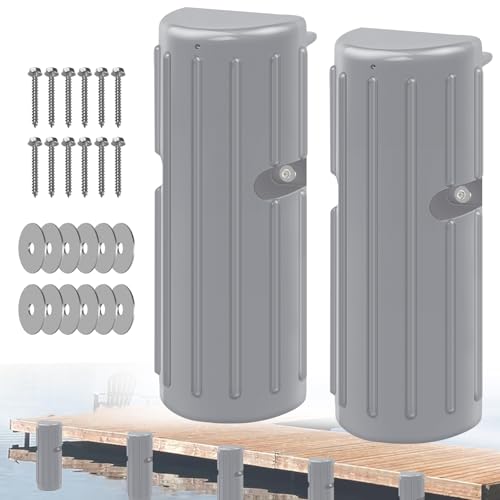 Dock Bumpers Dock Edge, Dock Bumpers Fenders for Edge & Side - Marine Fender Guard - Vertical Dock Protection with Stainless Steel Hardware - 2 Pack - Gray - style: 2PACK-GRAY
