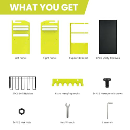 Large Power Tool Organizer Wall Mount - color: Green