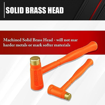 C&T 2-Pieces Dead Blow Hammer Set with Brass Cap, Orange,Shockproof Design - style: 2PC
