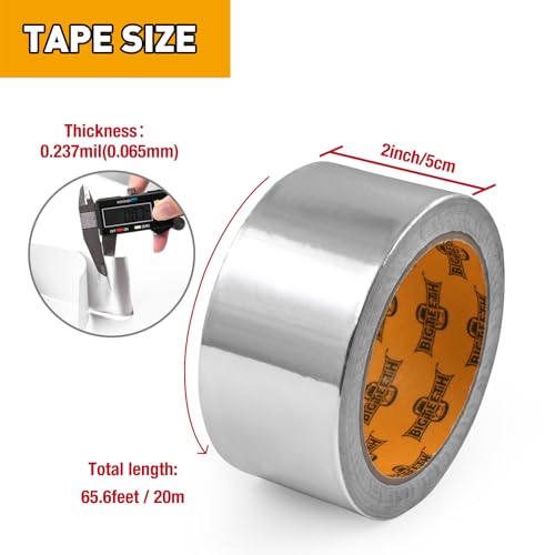 BIGTEETH Aluminum Foil Duct Tape Waterproof 2 inch x 22 Yards