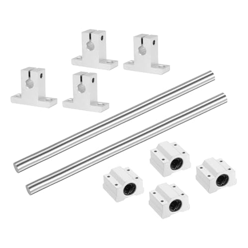 uxcell 2 Pcs 8mm x 150mm Linear Motion Rail Shaft Slide Guide with 4 Pcs SCS8UU Bearings and 4 Pcs SK8 Rail Support Linear Motion Rod Shaft Guide Set for CNC Machine 3D Printer, Silver - size: 150mm