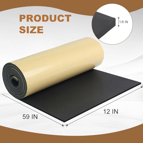 Eunice Sponge Neoprene Foam Sheet with Adhesive, 12 in x 59 in x 1/8 in - size: 12 in x 59 in x 1/8 in
