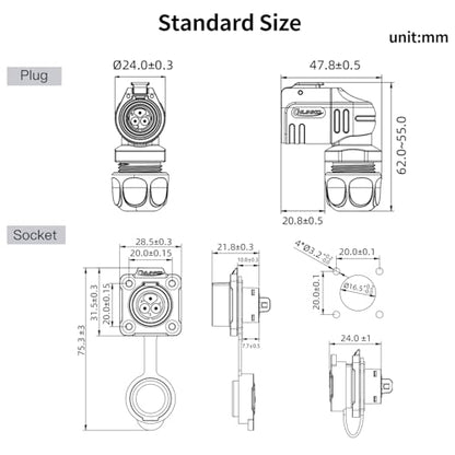CNLINKO LP-16 3 Pin Right Angle IP68 Waterproof Connector Screw Assembly - style: Four-Hole Socket