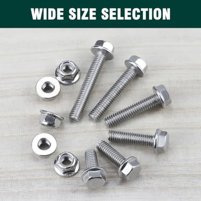 EASTLO 5/16-18 x 1-1/4" Flange Hex Bolts & Nylon Lock Nuts, 304 Stainless - size: 5/16-18 x 1-1/4