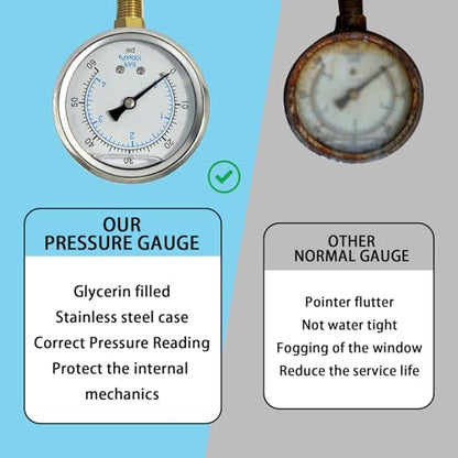 YSIL 1/4 NPT Liquid Filled Pressure Gauge w/ 3/8 NPT 1/2 NPT Adapter 300Psi - size: 0-300 psi