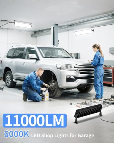 ISUERFY 14400LM LED Work Light + 100W LED Shop Light, IP66 Waterproof for Garage Workbench Warehouse Factory Yard Outdoor