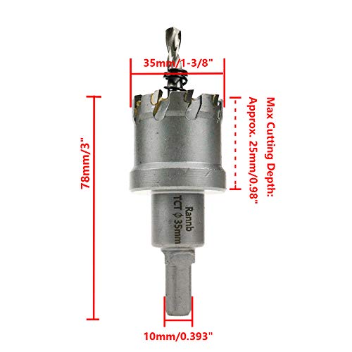 Carbide Hole Saw 1-3/8"/35mm Cutting Dia Hole Cutter for Cutting Stainless Steel Iron - size: 1-3/8"/35mm