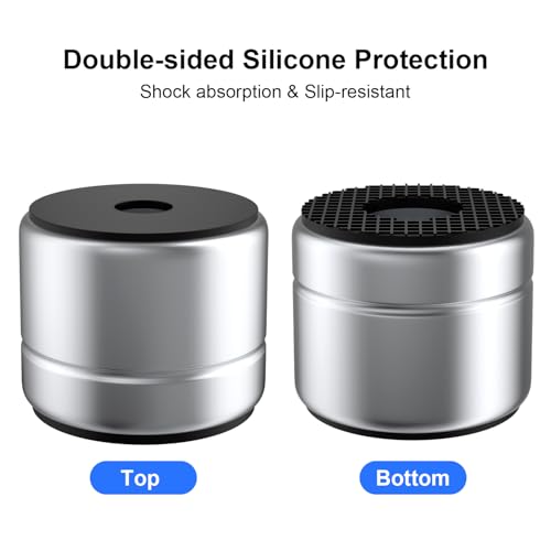 Speaker Isolation Feet 1 Inch Aluminum Turntable Isolation Feet, Anti-Vibration Speaker Isolation Pads for Subwoofer, Audio Equipment, PC Case Feet with Non-Slip Rubber Rings - Silver, 30*25mm, 4 Pack - color: Silver