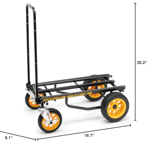 Rock-N-Roller R12RT (All Terrain) 8-in-1 Folding Multi-Cart/Hand Truck/Dolly/Platform Cart/34" to 52" Telescoping Frame/500 lbs. Load Capacity, Black - style: R12RT