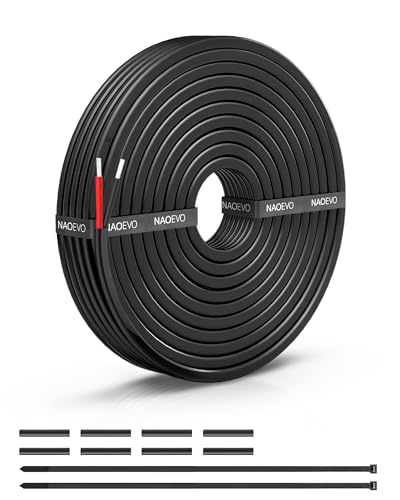 NAOEVO 16 Gauge Wire 2 Conductor, 16 Gauge Automotive Wire 12V Cable, 15FT - size: 15ft, style: 2C-16AWG