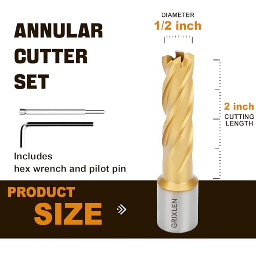 1/2"x2" HSS Annular Cutter，Diameter 1/2"，Cutting Depth 2" - size: 1/2x2"