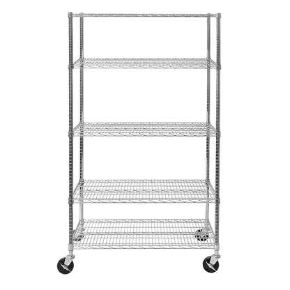 UltraDurable 5-Tier NSF Steel Wire Shelving, 48"W x 24"D x 76"H - color: Steel, size: 5-Tier Shelving, 48" W x 24" D