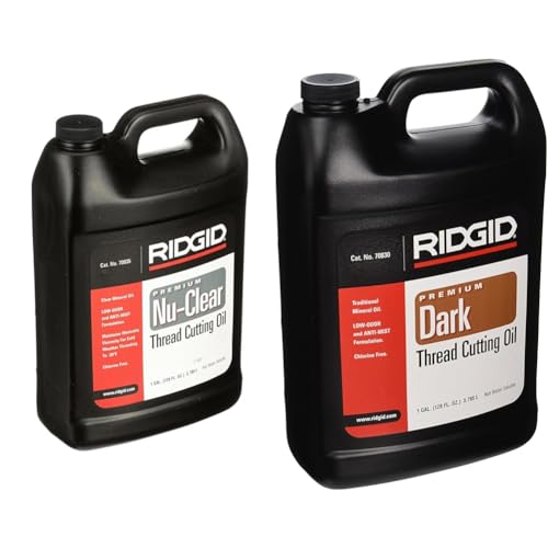 RIDGID 70835 Thread Cutting Oil, 1 Gallon of Nu-Clear Pipe Threading Oil & 70830 Dark Thread Cutting Oil, 1-Gal. Low-Odor Anti-Mist Formulation Dark Pipe Threading Oil