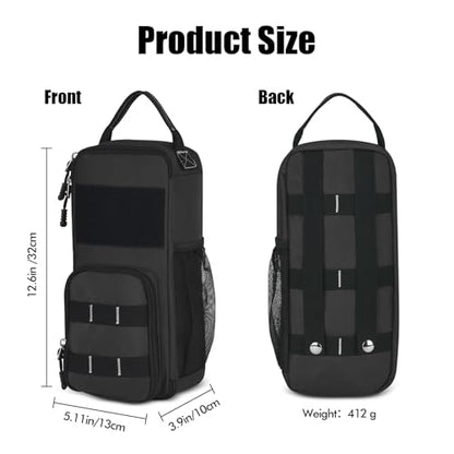 12.6" Heavy Duty Small Tool Bag Pouch for Men with Multiple Pockets,Black - color: Black