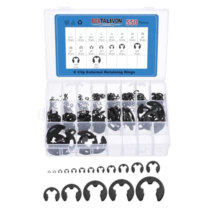 550Pcs M1.5-M22 External Retaining Ring E Clip Snap Rings - size: M1.5-M22