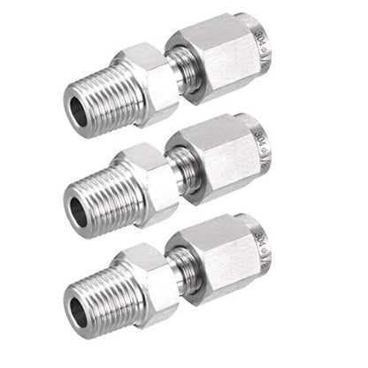 uxcell Compression Tube Fitting, 1/8 NPT Male x Ф1/8 Tube OD with Double Ferrules 3pcs - size: 1/8" x 1/8NPT