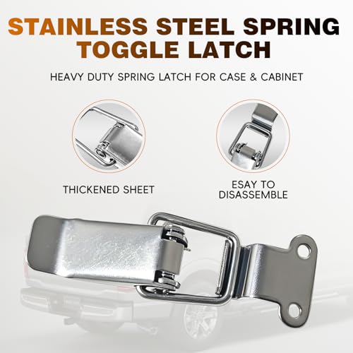 4 Pack 90° Spring Toggle Latch, SS Hasp Clamp for Cabinet Box Chest