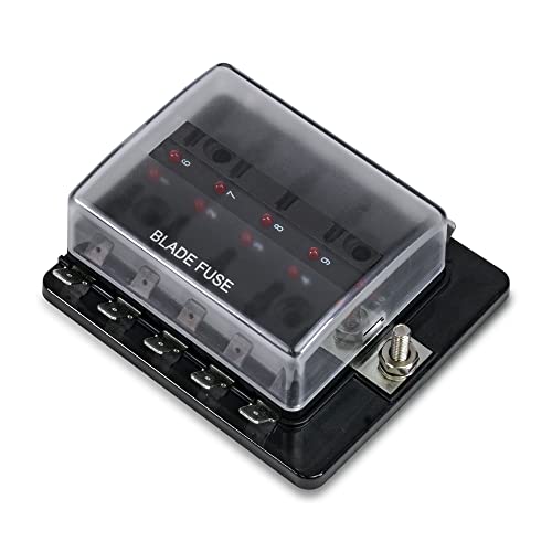 TRUE MODS 10 Way Blade Fuse Box Block 12 Volt Automotive 100A ATC ATO LED - size: Fuse Box without Busbar (Pack of 1)