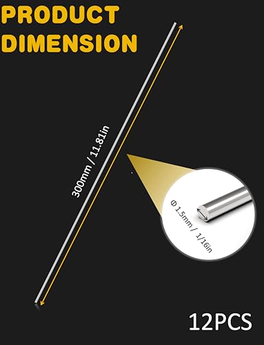 12Pcs 1.5mm x 300mm 304 Stainless Steel Rod, Metal Shaft - color: 12, size: 1.5mmx300mm