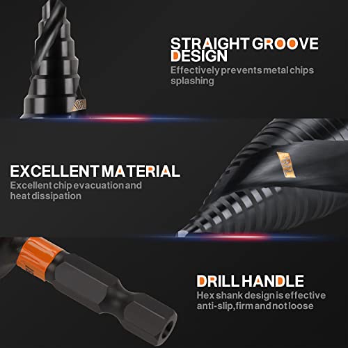 KSEIBI 12 Steps 3/16-7/8 inch SAE Standard Step Drill Bit 575078 - style: 12 steps (3/16”-7/8”)