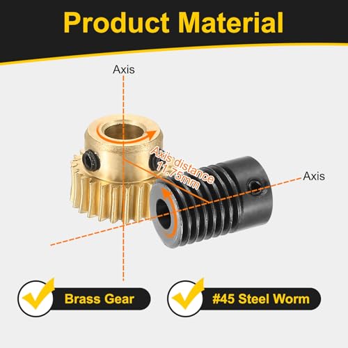 uxcell Worm Gear Set Right Rotation 25T 0.5 Module 1:25 Reduction Rate - size: Gear-5mm, Rod-5mm Bore, style: 0.5M-25T