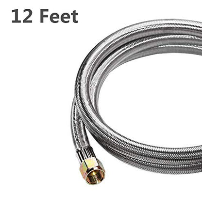 12 Feet Propane Regulator Hose with Tank Gauge for Gas Grill and Fire Pit - color: 12 Feet