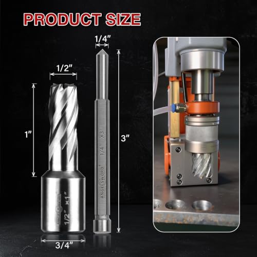 ANGELSWORD M2 HSS Annular Cutter,Diameter 1/2" x Depth 1",Mag Drill Bit - size: B. 1/2" Diameter, style: HSS 1" Cut Depth