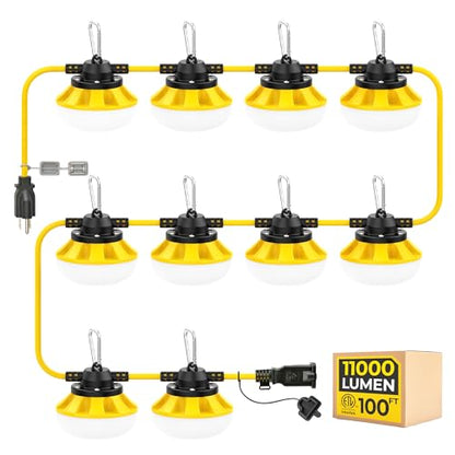 3Prong 100FT 100W LED String Lights, Temporary Work Lighting - size: 100FT-3Prong
