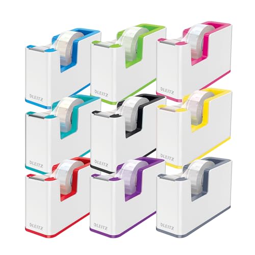Leitz Tape Dispenser, Heavy Base with Tape, Wow Range, White/Metallic Pink - color: Pink