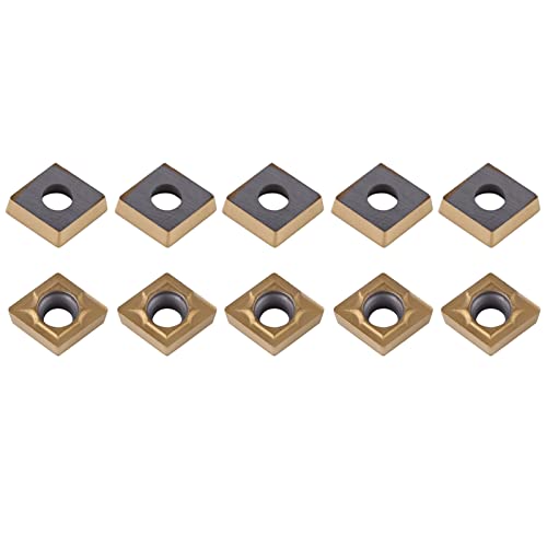 10PCS Carbide Inserts, CNC CCMT060204 HM YBC251 Carbide Lathe Tools, Blade Cutter Lathe Turning Tool with Storage Case for Semi Finishing Steel