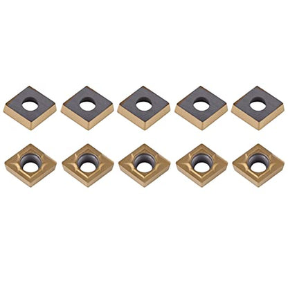 10PCS Carbide Inserts, CNC CCMT060204 HM YBC251 Carbide Lathe Tools, Blade Cutter Lathe Turning Tool with Storage Case for Semi Finishing Steel