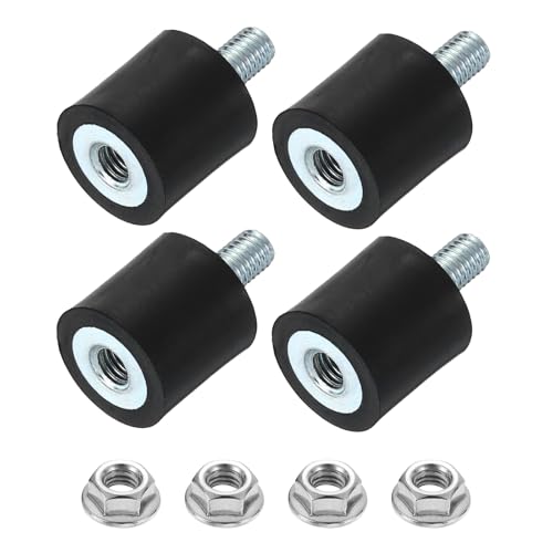 uxcell M5 Rubber Mounts, 4Pcs 15x15mm(DxH) Rubber Cylindrical Anti Vibration Isolator Shock Absorber with Lock Nut for Car Bobbin Generator Air Compressors - size: M5x10mm, 15x15mm Rubber