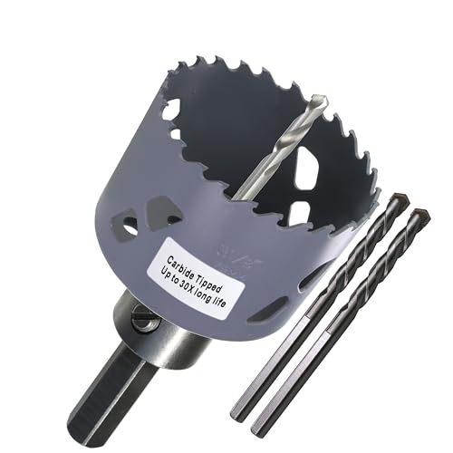 3-1/8” 79mm Inch Carbide Hole Saw Cutter Multi-Purpose Hole Saw Bit for Hardy Plank MDF Air Brick Nail Embedded Wood 2.36” Depth Up to 30X More Cuts - color: 3-1/8"
