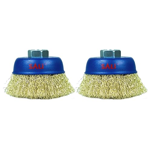 SALI 2 Pack Wire Cup Brush, 3 Inch Coarse Crimped Cup Brush for Grinders, with 5/8-11 Inch Arbor for Heavy Cleaning Rust, Stripping and Abrasive, for Angle Grinder - style: Coarse Crimped Wire