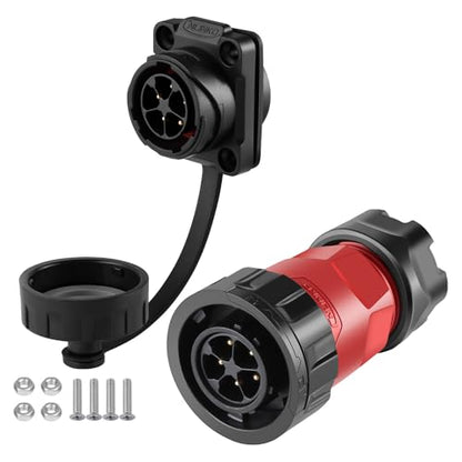 CNLINKO YM-20 5 PIN Waterproof Connector, IP68 Circular Connector, Quick Plugging Aviation Connector, PBT Plastic Shell Solder Connector M20 Male -Female Flange Socket (5 PIN) - size: 5-Pin, style: Solder-Assembly