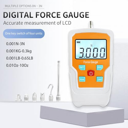 Digital Force Gauge Push and Pull Meter Dynamometer Tension Pressure Tester Thrust Meter Compression Load Plug Force Destructive Tests 3N/0.3kg/0.65lb - size: 0.65LB 3N