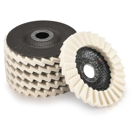 Wool Flap Buffing Wheel Pad for Angle Grinder, 5 Inch, 6 Pack